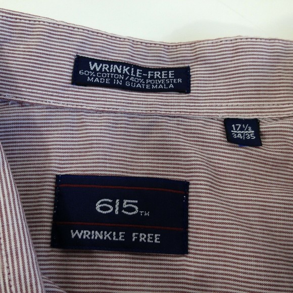 615 Wrinkle Free Brand Long Sleeve Purple/Plum Striped Dress Shirt Sz 17.5 34/35 - Picture 4 of 12